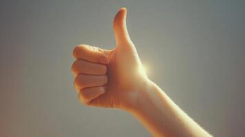 A Hand Giving a Thumbs Up with Sun Glare photo