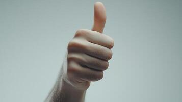 A close-up of a person's hand giving a thumbs up gesture. photo
