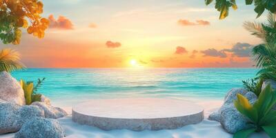Stone Platform on a Tropical Beach at Sunset photo