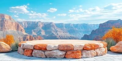 Stone Platform Overlooking Grand Canyon Landscape photo