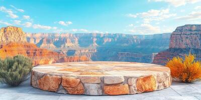 Stone Platform Overlooking a Grand Canyon Landscape photo