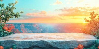 Stone Platform Overlooking Grand Canyon at Sunset photo