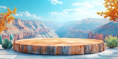 Wooden Platform Overlooking a Desert Canyon photo