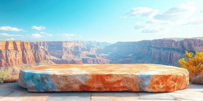 Stone Platform Overlooking a Grand Canyon Landscape photo