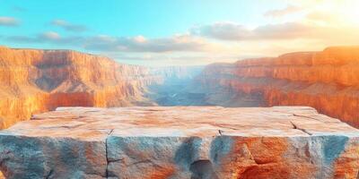 A Stone Platform Overlooking a Majestic Canyon photo