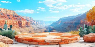 Stone Platform Overlooking a Desert Canyon photo