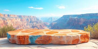 Stone Platform Overlooking a Canyon Landscape photo