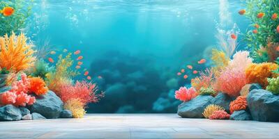 Underwater Scene with Colorful Coral Reef and Fish photo