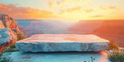 Sunset Over The Grand Canyon With A Stone Platform photo