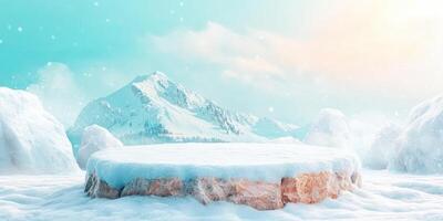 Snowy Mountain Range with a Stone Platform photo