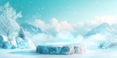 Frozen Landscape with Circular Ice Platform photo