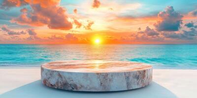 Stone Platform on a Beach at Sunset photo