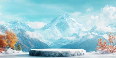 Snowy Mountain Range with an Ice Platform photo