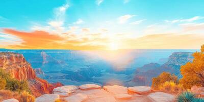 Grand Canyon Sunset View from a Cliffside Overlook photo