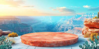 Brick Podium Overlooking a Grand Canyon at Sunset photo