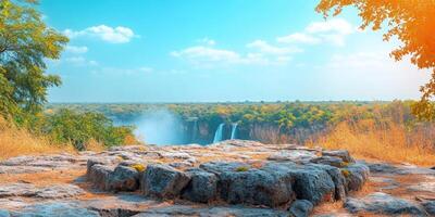 View of Victoria Falls from the Edge of a Cliff photo