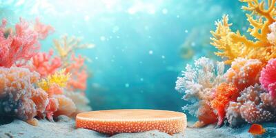 Coral Reef Platform with Orange Fish photo