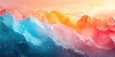 Abstract Mountain Range with Vibrant Color Gradient and White Specks photo
