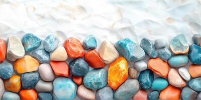 Colorful Smooth Stones on a White Surface photo