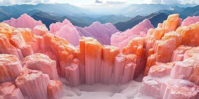 Abstract Pink and Orange Mountain Range with Soft Lighting photo