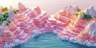 Abstract Landscape with Layered Cliffs and a Sea photo