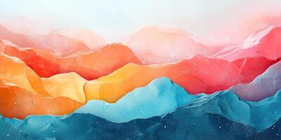 Abstract Landscape with Layers of Colored Mountains and White Specks photo