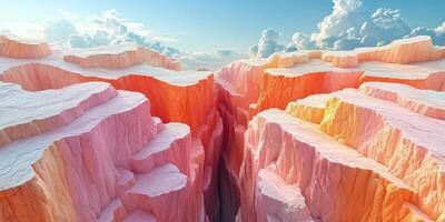 Pink and Orange Cliffs with a Deep Crevice photo