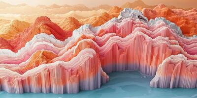 Abstract Mountain Range with Vivid Hues and Geometric Shapes photo