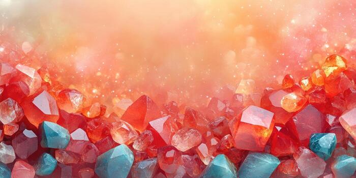 Close-up of Red and Blue Gemstones with Blurred Background photo