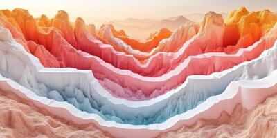 Abstract Landscape with Layered Pastel Mountains photo