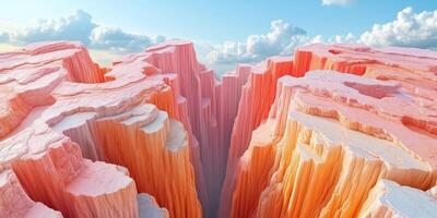 Pink and Orange Rock Formations with a Blue Sky and Clouds photo