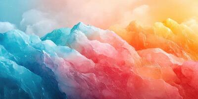 Abstract Colorful Mountain Range with Clouds and Stars photo