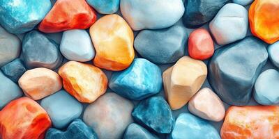 Closeup of Colorful Smooth Stones photo