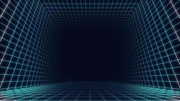 3d grid in motion with parallax effect. Abstract background with squares video