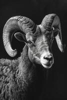 portrait studio photograph of bighorn sheep photo