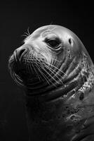 portrait studio photograph of elephant seal photo