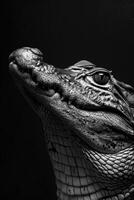 portrait studio photograph of spectacled caiman photo