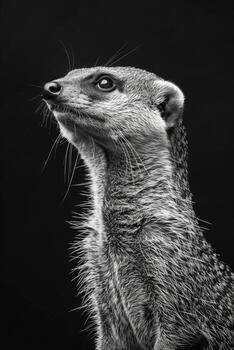 portrait studio photograph of yellow mongoose photo