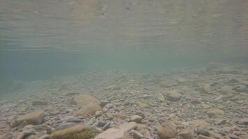 Underwater Rocky Bed in Mountains photo