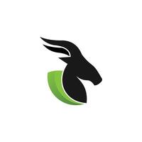Goat logo design with leaf concept modern unique style vector