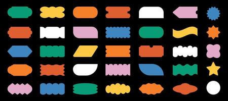 Bauhaus memphis design. Abstract geometric shapes and icons. Brutal modern figure elements. Black background vector