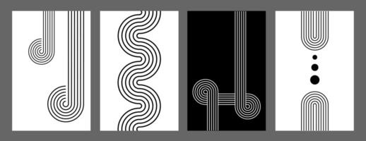 Line design set. Swiss design aesthetics. Line geometric arch and circle abstract shapes. vector