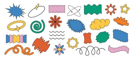 Bauhaus memphis design. Abstract geometric shapes and icons. Brutal modern figure elements. White background vector