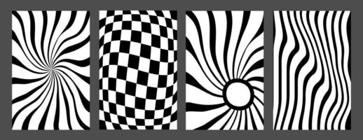 Groovy hippie 70s backgrounds. Waves, swirl, twirl pattern. Twisted and distorted texture in trendy retro psychedelic style. Y2k aesthetic. vector