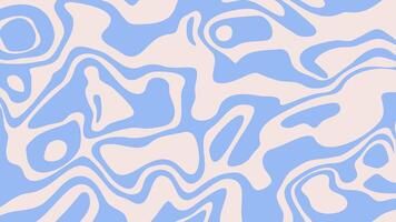 Abstract psychedelic waves background in blue and beige colors. Retro 1960s-1970s style trippy pattern vector