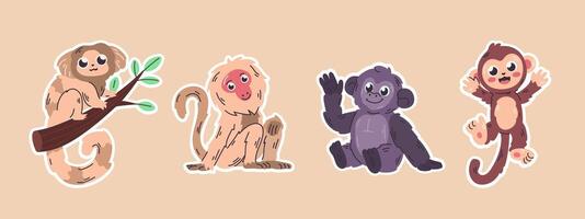Cute cartoon monkeys in various playful poses vector