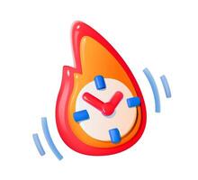 3D Fiery Alarm Clock Icon vector