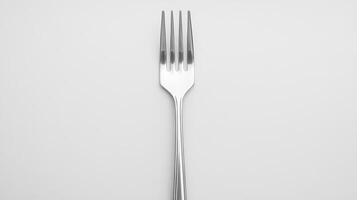 Close-up of a stainless steel fork on a white background photo