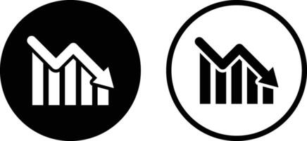 Loss graph icon set in two styles . Downward trend icon . Business decline graph icon vector