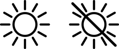 Sun and no sun icon set isolated on white background . illustration vector
